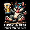 Pussy Cat Holding Beer Funny T-shirt. Short-Sleeve Unisex (4 Colors)