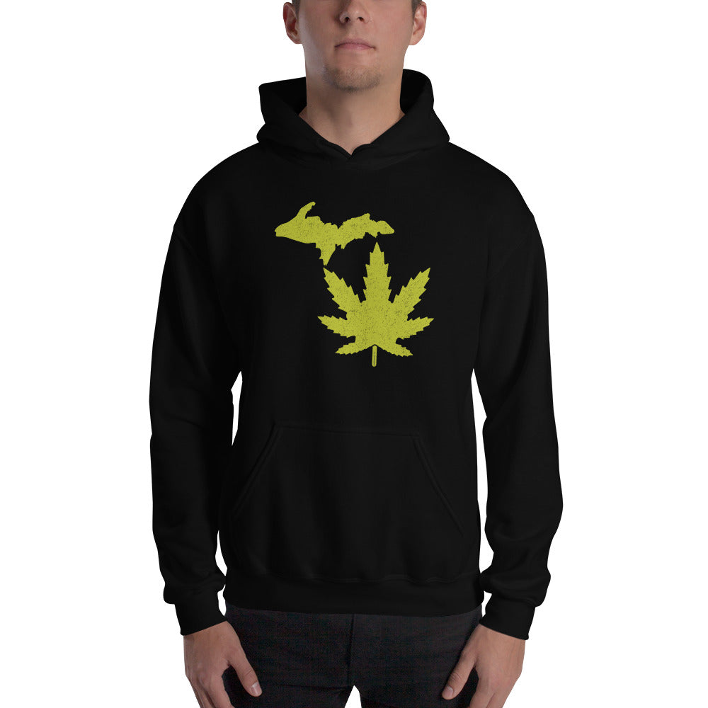 Michigan Marijuana Textured Print Hooded Sweatshirt (2 Colors)