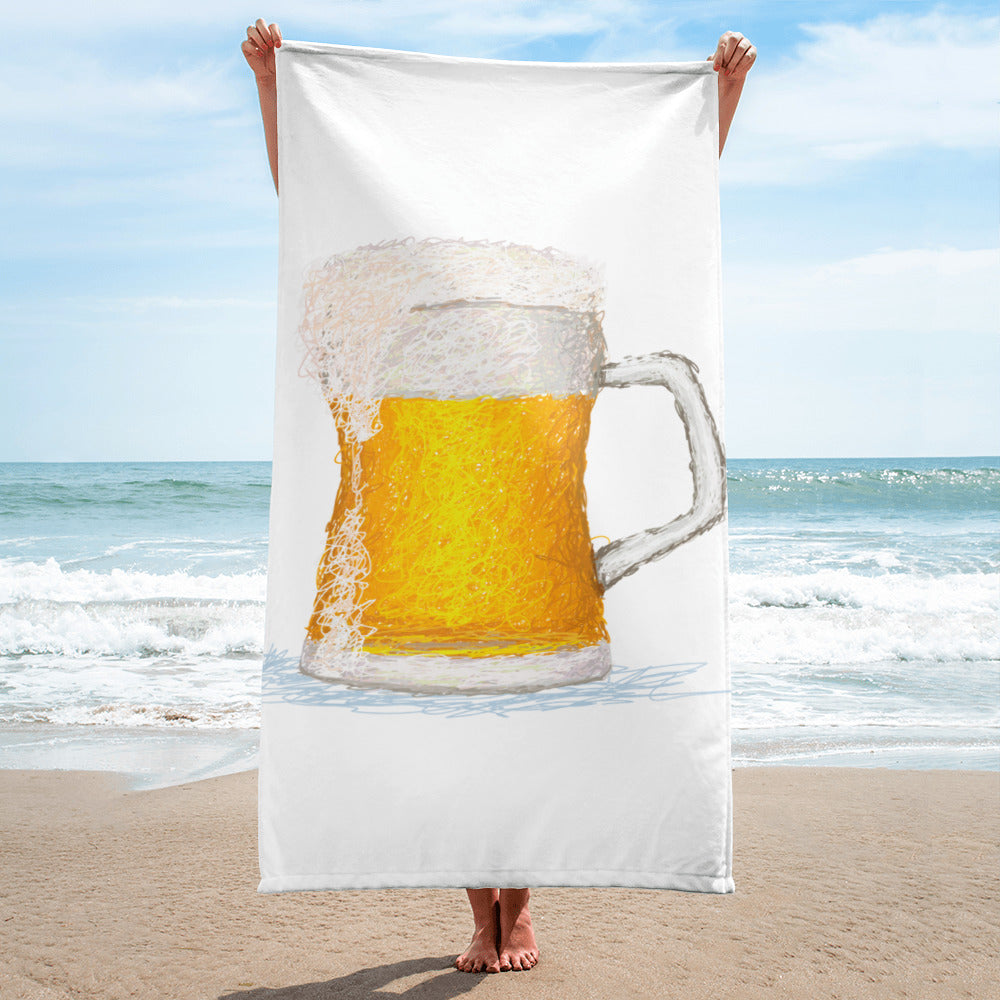 Beer Mug Scribble Beach Towel
