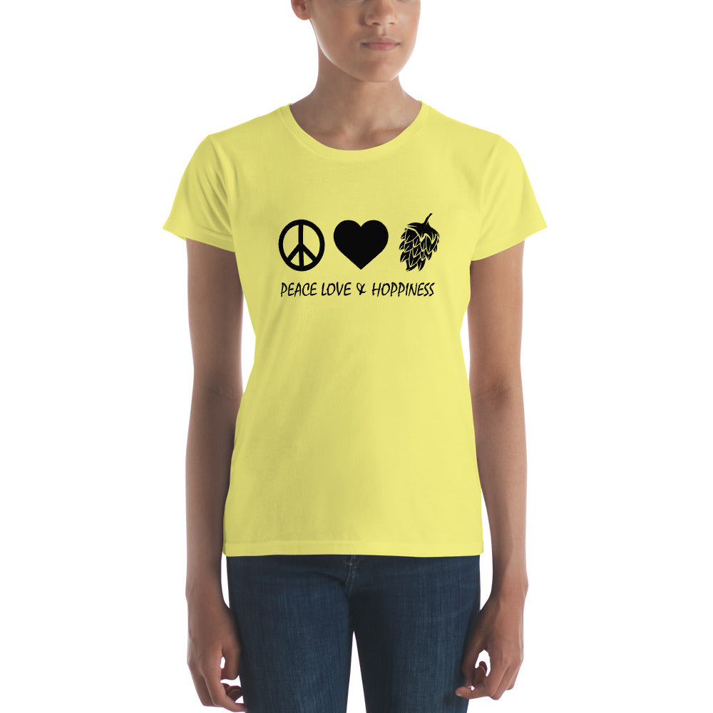 Peace Love & Hoppiness Women's short sleeve t-shirt (7 Colors)