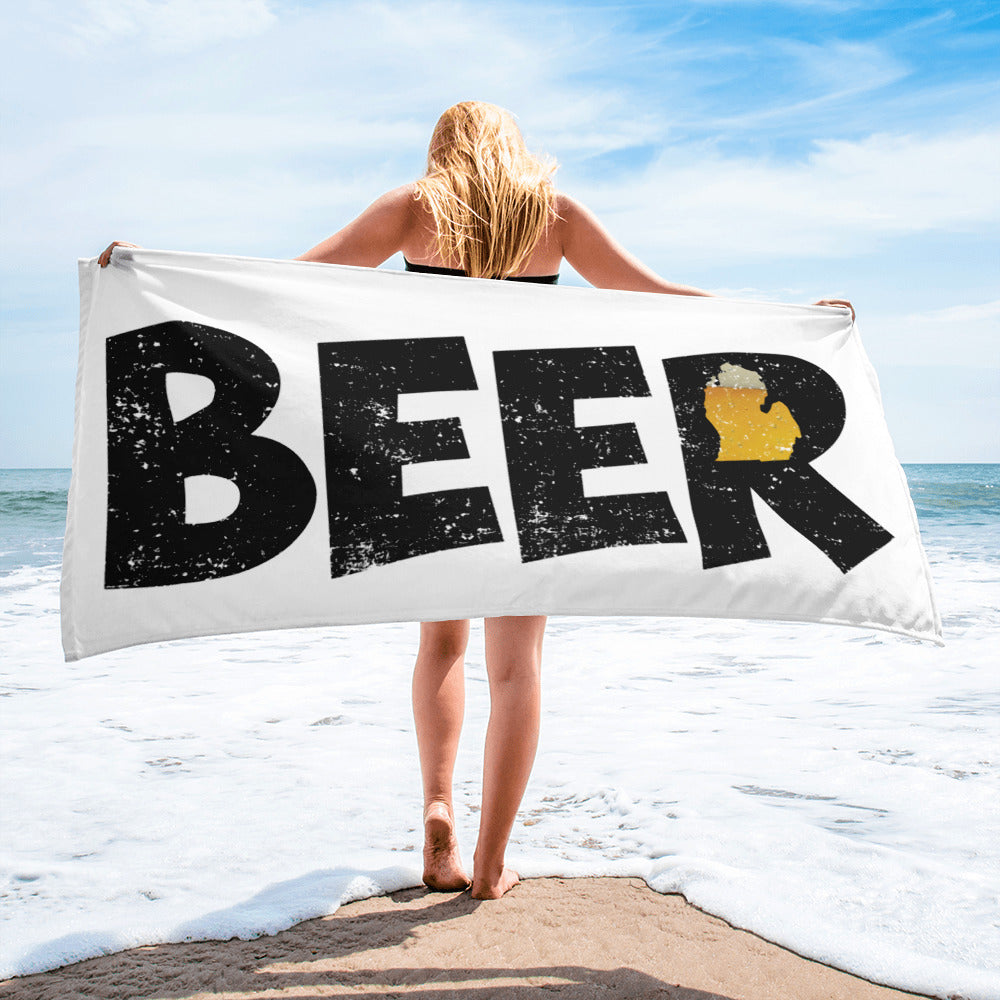 Textured Print Michigan Beer Beach Towel